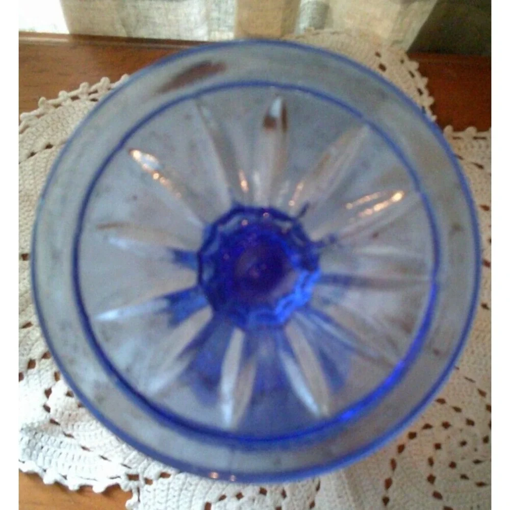 Vintage Avon Fostoria George Washington Cobalt Blue 12oz Water Wine Glass Goblet